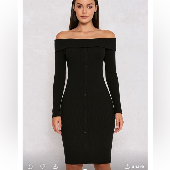 Wild Fable Dresses & Skirts - Wild Fable - Black Off-Shoulder Long Sleeve Dress